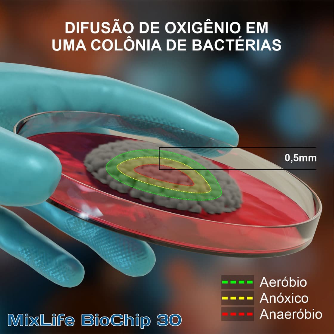 A ilustração acima mostra a remoção de O2 para a zona anóxica Biomídia MBBR